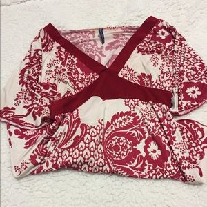 Wine red and white blouse